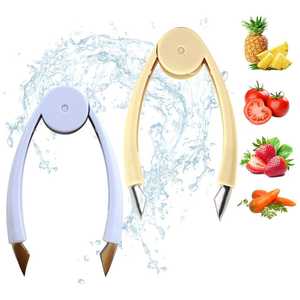 Éplucheur de fraises <span class=keywords><strong>en</strong></span> acier inoxydable, éliminateur manuel d'œillets d'ananas, outil à poignée antidérapante sans BPA pour retirer les tiges de fruits, pour la <span class=keywords><strong>cuisine</strong></span> domestique - Product Image 1