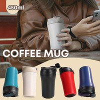 2025 Logo personnalisé 450ml gobelet de voyage tasse à café en acier inoxydable à double paroi avec couvercle à bec verseur portable et paille