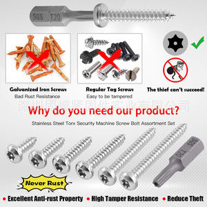 304 Stainless Steel Torx <b>Screws</b> Pan Head Self Tapping With <b>Bit</b> <b>Set</b> 211 Pcs - Product Image 5
