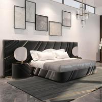 Lit moderne italien minimaliste en cuir souple pour appartement, chambre principale, lit double, meubles de maison