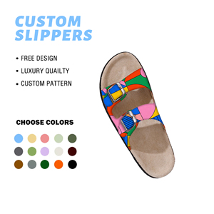 Sandali in Sughero con Logo Personalizzato, Ciabatte Piatte da Donna con Grafica Astratta, Vendita all'Ingrosso B2B, Fornitore Diretto di Fabbrica OEM ODM - Product Image 1