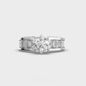Anillo de Compromiso con Diamante Cultivado en Laboratorio de 1 Quilate, Oro Amarillo de 14K, Banda Ancha Estilo Baguette, Joyería Fina para Novia, Estilo Hip Hop, para Mujer, APRICOT JEWELS - Product Image 4