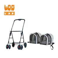 Double jumeaux Fabrication poussette pour animaux de compagnie pliante extérieure transporteur chien chat voyage poussette chariot