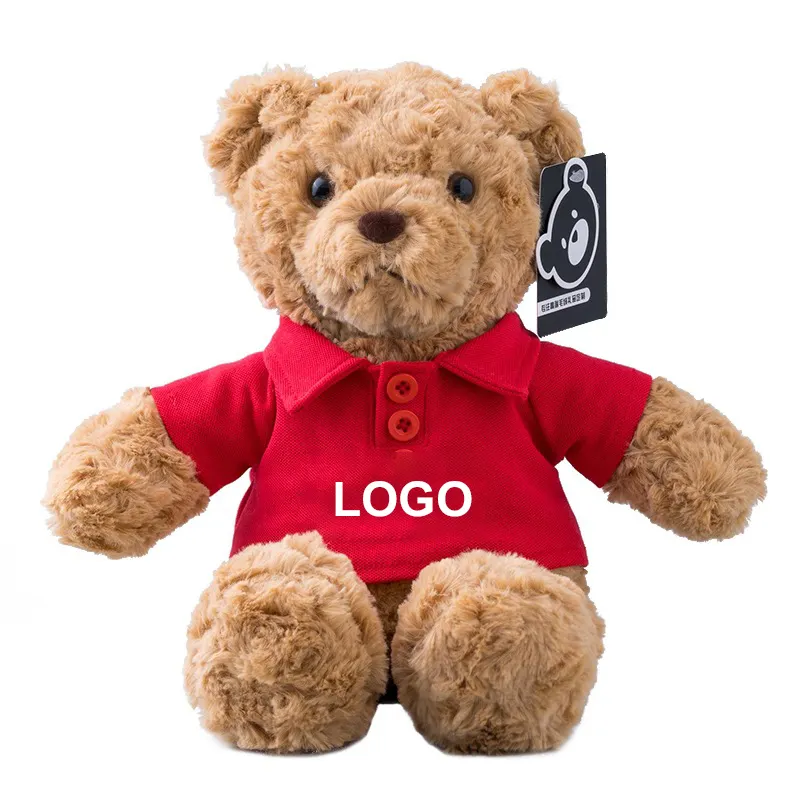 Großhandel personal isierte Teddybären mit Hoodie benutzer definierte LOGO Text OEM leere Sublimation Shirts Teddybär Plüsch Werbe geschenke