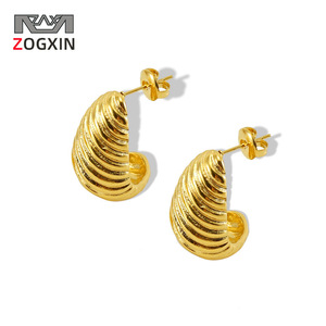 Zogxin Gold Plated Stud Earrings Geometric Oval Shape For Women Party Jewelry - Product Image 1