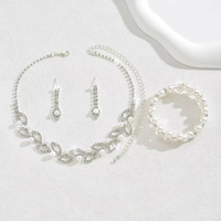 Ensemble de bijoux en strass de style européen et américain-Collier, boucles d'oreilles, bracelet en gros