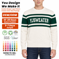 Pull en coton rayé style preppy personnalisé OEM ODM, pull en tricot jacquard à col rond pour femmes, pull en tricot pour le golf et le rugby