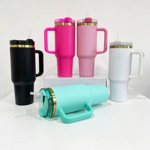 Vasos Personalizados con Logotipo H2.0, Recubrimiento en Polvo, Grabado Personalizado, 40 oz, Holográficos Dorados, con Asa - Product Image 1
