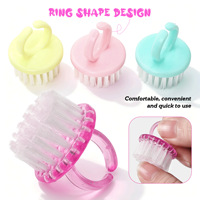 Brosse à poussière pour ongles en forme d'anneau en plastique coloré 2026, mini brosse ronde pour nettoyer la poudre des ongles, brosse anti-poussière pour ongles