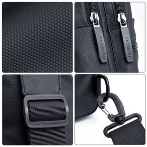 Custom Men's Luxury Sling Bag Black Nylon Waterproof Crossbody Chest Backpack with Logo - Product Image 4