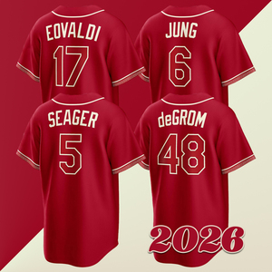 เสื้อเบสบอลผู้ชายแบบเย็บติดกัน รุ่น City Connect ปี 2026 คอเรย์ ซีเกอร์ เอเซคิเอล ดูรัน จาค็อบ เดอโกรม จอช จุง นาธาน เอโอวาลดี ไซส์ S-3XL - Product Image 1