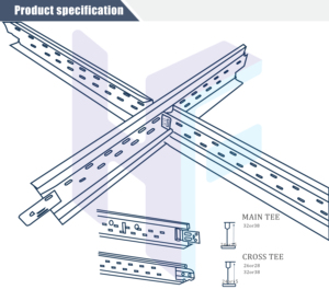 Système de <span class=keywords><strong>plafond</strong></span> suspendu moderne, système de barres en T à installation rapide, composants en acier, grille en T galvanisée, résistant à la corrosion, plaque de plâtre - Product Image 4