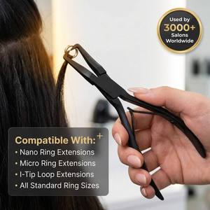 Pince de retrait pour extensions capillaires à anneaux nano, en acier inoxydable, à mâchoires en U, manche courbé, 3 couleurs, OEM, vente en gros pour salons - Product Image 4