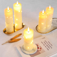 Bougie LED sans flamme en forme de goutte d'eau Ping Shui, en paraffine ivoire, avec couvercle, alimentée par piles, télécommande, pour Noël et Pâques