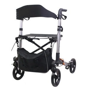 Aluminum Alloy <b>Rollator</b> <b>Walker</b> Four Wheel Folding Shock Absorbing With Brake For Elderly Mobility Assistance - Product Image 1