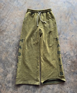 Joggers en coton personnalisés 500 GSM, molleton épais, cordon de serrage, délavage acide, coupe droite, pantalon de survêtement ample et empilé pour homme - Product Image 2