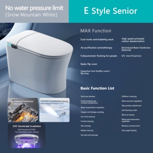 Commande vocale automatique AI Capteur de pied capacitif intelligent pour toilettes Couvercle d'économie d'eau Forme de bol allongée Comprend une télécommande - Product Image 6