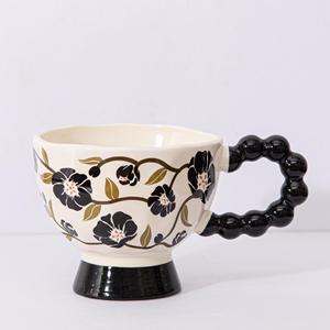 Taza de Café de Cerámica Hecha a Mano con Diseño Floral Vintage Francés, Estilo Británico de Alta Gama, Lujosa, Apta para Lavavajillas y <span class=keywords><strong>Microondas</strong></span> - Product Image 6