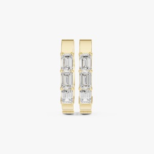 Boucles d'oreilles créoles double rangée de qualité supérieure, design élégant, avec un éclat brillant, pour femmes, idéales pour les soirées, le bureau et les cadeaux, en vente. - Product Image 4