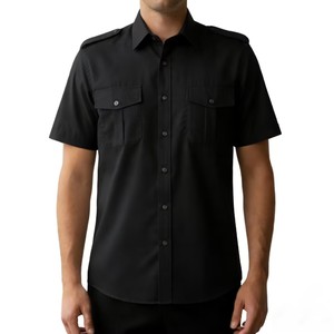 <span class=keywords><strong>Chemise</strong></span> de travail à manches courtes pour <span class=keywords><strong>homme</strong></span> <span class=keywords><strong>avec</strong></span> logo personnalisé, respirante, durable, <span class=keywords><strong>avec</strong></span> épaulettes et deux poches pour le personnel - Product Image 4