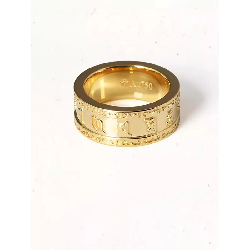 Anillo de camafeo de platino PT950 para hombre, anillo de pareja giratorio de oro amarillo de 18 quilates, anillo de dedo antiguo
