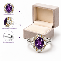Bague en argent sterling 925 avec améthyste naturelle violette profonde, bijoux en gros pour femmes, cadeau de fête ou d'anniversaire