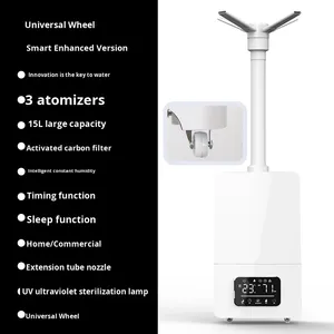 Diffuseur ultrasonique industriel et commercial silencieux de 15 L en plastique, grande capacité, volume de brume élevé, 90 W de puissance élevée, pour la désinfection et la conservation des aliments - Product Image 1