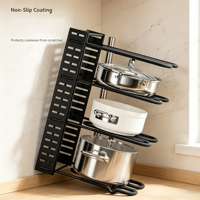 Organisateur de casseroles et poêles à plusieurs niveaux réglable en hauteur, en métal, pour le rangement des ustensiles de cuisine