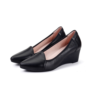 Escarpins professionnels en cuir noir pour femmes, <span class=keywords><strong>chaussures</strong></span> de travail à semelle souple compensée et bout pointu, idéales pour le trajet quotidien et confortables pour le printemps - Product Image 2