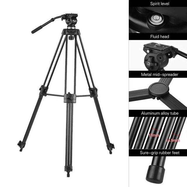 Weifeng WF717 DSLR Camera Tripod With Fluid Head Professional Heavy Duty Video Camcorder Tripod