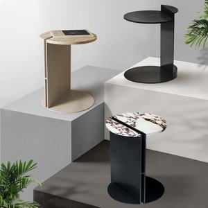Tavolino da Caffè in Stile Nordico Moderno OEM ODM con Piano in <span class=keywords><strong>Marmo</strong></span> <span class=keywords><strong>Nero</strong></span> Travertino in Pietra Naturale Arredamento Soggiorno Tavolino Laterale in Metallo e Ferro - Product Image 1