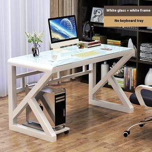 Escritorio de ordenador moderno de vidrio <span class=keywords><strong>templado</strong></span>, <span class=keywords><strong>mesa</strong></span> de <span class=keywords><strong>estudio</strong></span> económica para el hogar y la oficina para estudiantes con panel de estilo de madera - Product Image 3