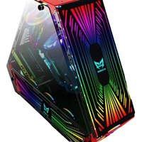 E-Sports Hôtel Internet Café Double Face En Verre Trempé Côté Transparent De Forme Spéciale ATX Châssis Ordinateur De Bureau 9 Stock