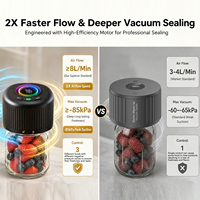 Scelleuse sous vide électrique portable pour bocaux Mason 2027, rechargeable, 3 modes, contrôle précis de la vide avec éclairage ambiant, kit d'accessoires