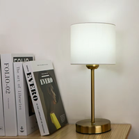 Lampe de table rechargeable à contrôle tactile, corps en fer, abat-jour en tissu remplaçable, lampe de chevet LED à CRI élevé Ra95