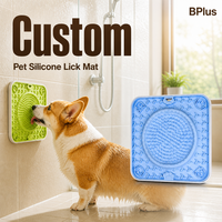 Tapis de léchage pour animaux de compagnie BPlus à grande ventouse, fixation aux quatre coins pour carrelage de douche, divertissement pour chien et chat (paire)
