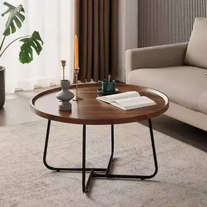 Living Room Table Round Coffee Table Industrial Metal Coffee Tea Tables With Metal Legs