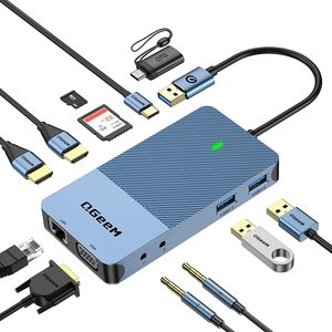 Base de Conexión USB C QGEEM 11 en 1, Adaptador Triple Pantalla con HDMI Dual 4K y VGA, Gigabit USB3.0, SD/TF para MacBook M1/M2/M3 <span class=keywords><strong>DisplayLink</strong></span> - Product Image 1