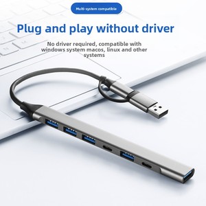Base de Expansión USB 3.0 de Fábrica para Comercio Exterior, Adaptador Tipo-C Multifunción de 4 Puertos, Estación de Acoplamiento - Product Image 3