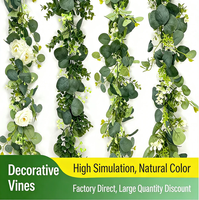 Plantes vertes artificielles, lianes d'eucalyptus, fleurs artificielles en plastique pour murs intérieurs, décoration de la maison