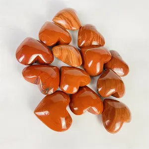 Cristal en forma de corazón para regalo Energía Cristal Piedras preciosas a granel Piedras curativas Corazón de jaspe rojo natural de alta calidad para Decoración