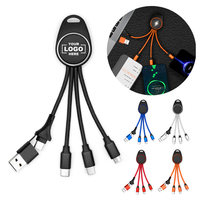 Cable de Carga con Luz LED y Logotipo Personalizado de Fábrica, 6 en 1, Llavero con Cable de Carga Rápida Multi-Tipo C/Micro USB para Regalos Promocionales