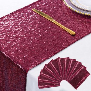 Nappe de Banquet de mariage de Noël-Décor de drapeau de Table ronde nordique rouge doré pailleté pour la maison de fête de vacances - Product Image 1