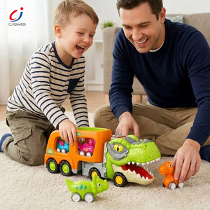 Camion jouet Chengji pour le transport d'animaux, réaliste, coloré, à rétrofriction, avec lumière et musique, dinosaure électrique pour enfants - Product Image 3