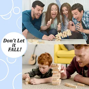 48 Stuks Mini Tuimelen Toren Spel Houten Blokken Speelgoed Hout Stapelen Spel Voor Volwassen Kinderen Familie