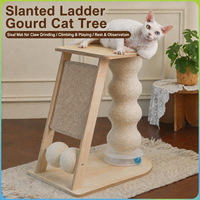 Arbre à chat tout-en-un avec condo, maisonnette, rampe inclinée, griffoir, jouet boule en sisal et poteau à griffer en carton