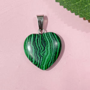 Colgante de acero inoxidable con corazón de piedra de cristal Natural para mujer, colgante de ágata con piedras preciosas DIY, collar, joyería - Product Image 6