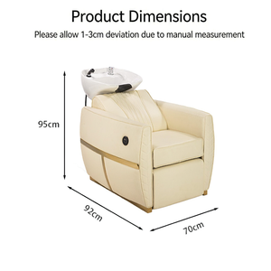 Sillón de Lavado de Cabello Eléctrico Reclinable con Elevación Hidráulica, Silla de Lavado de Cabello Semi-Reclinable con Masaje, Cama de Lavado de Cabello para Salón con Lavabo de Cerámica - Product Image 3