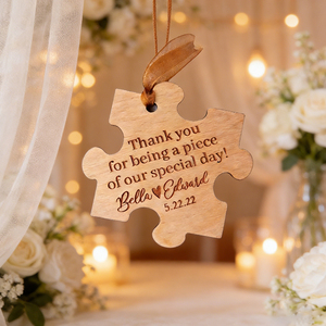 Bomboniere a Forma di Pezzo di Puzzle - Ornamento <span class=keywords><strong>in</strong></span> <span class=keywords><strong>Legno</strong></span> a Forma di Pezzo di Puzzle |   Bomboniere Rustiche <span class=keywords><strong>in</strong></span> <span class=keywords><strong>Legno</strong></span> - Regalo a Forma di Puzzle per gli Ospiti del Matrimonio - Product Image 2