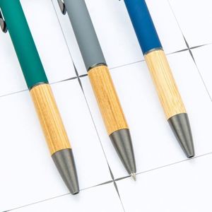 Graduation Gifts Wholesale Custom Logo 1.0Mm New Bamboo Ballpoint Metal & Wood Two-Tone <b>Retractable</b> Advertising Gift <b>Pen</b> - Product Image 3